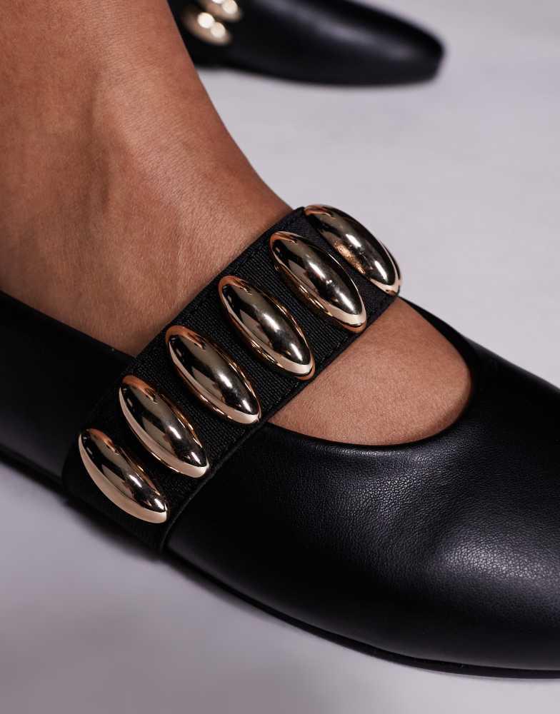 Public Desire Public Desire Harmonica ballet flats with hardware detail in black