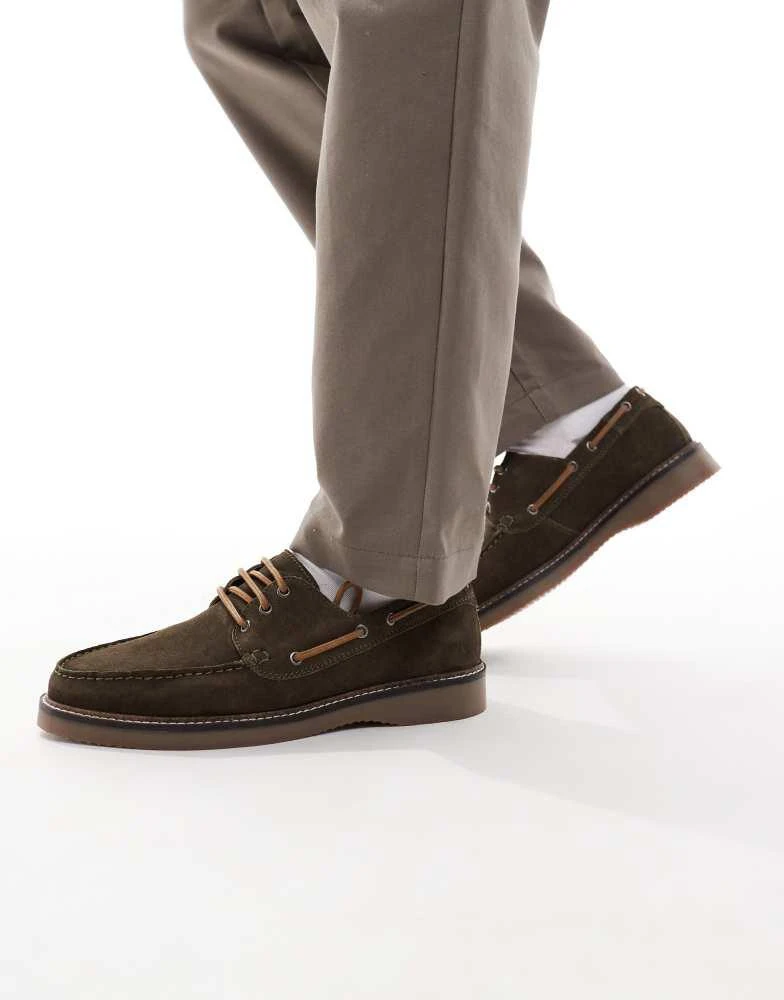 Thomas Crick Thomas Crick Thomas crick 'triggs' men's suede casual lace-up boat shoes in dk olive 1