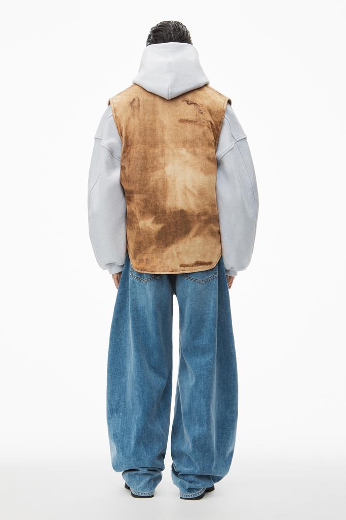 Oversize Vest in Workwear Trompe-l'oeil-Print Velour – On Sale Now