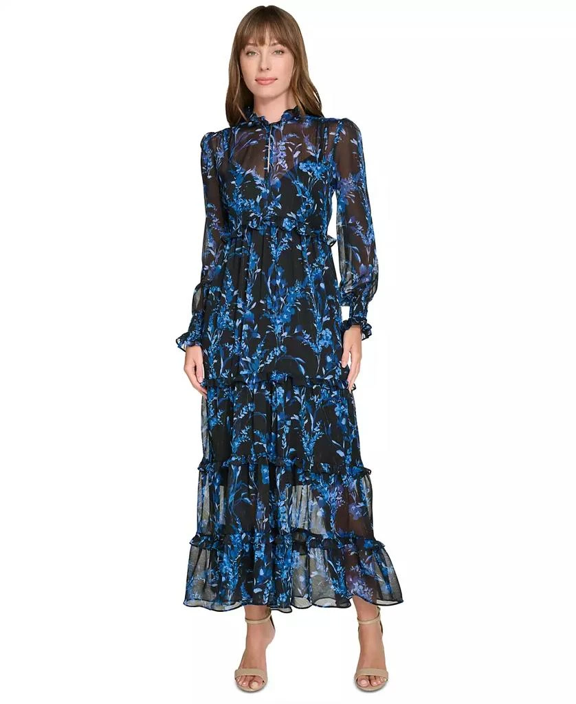 Tommy Hilfiger Women's Provincial Floral Chiffon Ruffled Dress 1