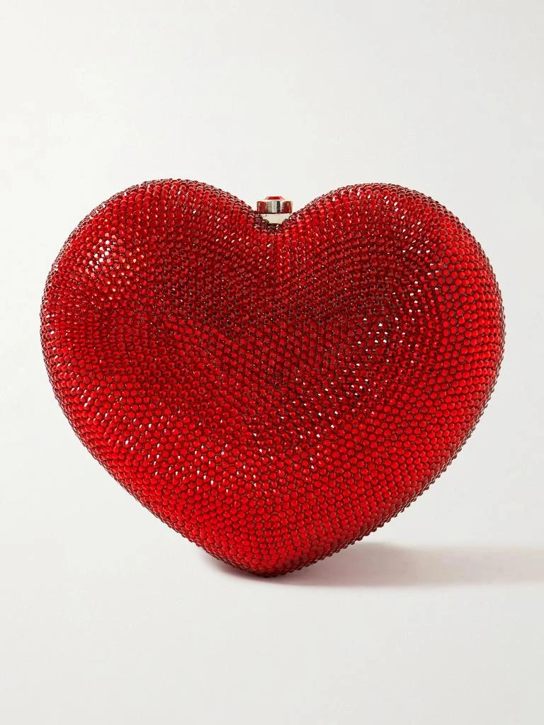Judith Leiber Petit Coeur Crystal-embellished Silver-tone Clutch