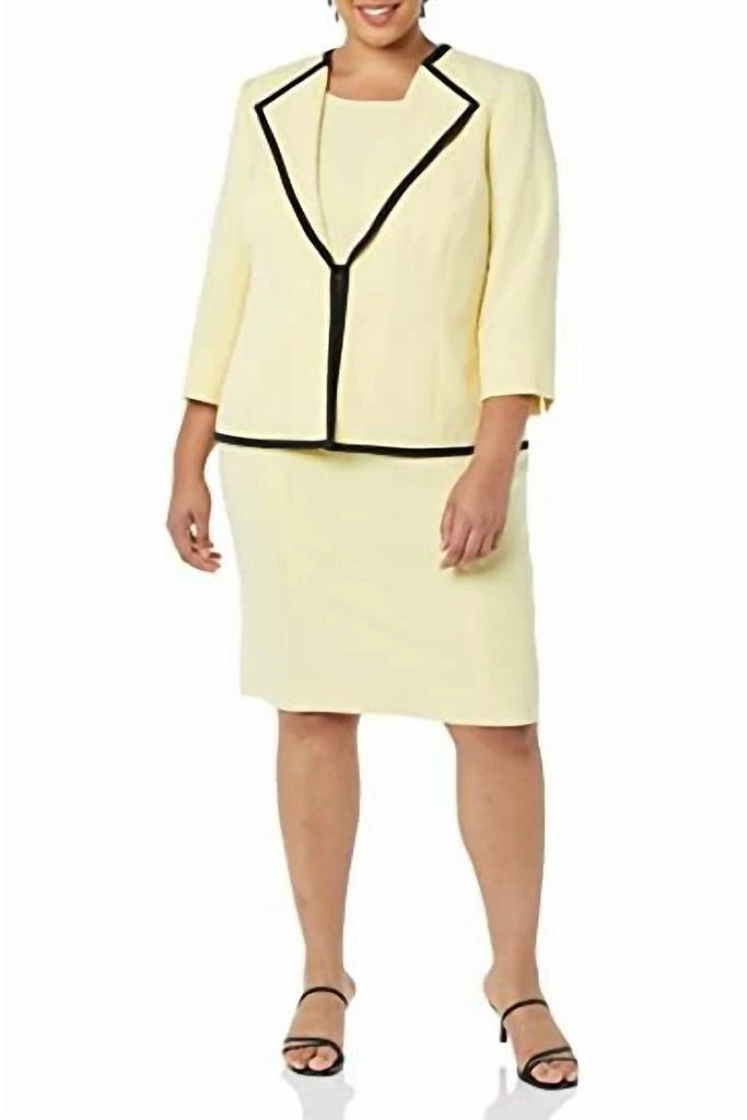 Le Suit Le Suit - Round Neck Banded Crepe Dress With Crepe Jacket - Plus