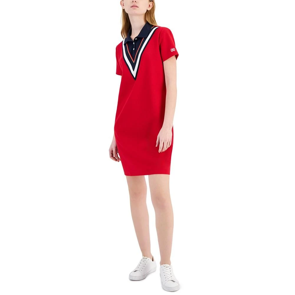 Tommy Hilfiger Women's Chevron Colorblocked Polo Dress 1