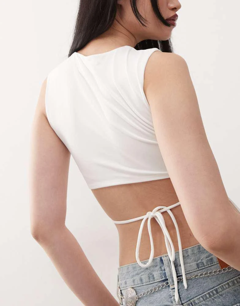 Princess Polly Princess Polly sleeveless open tie back top in white 4