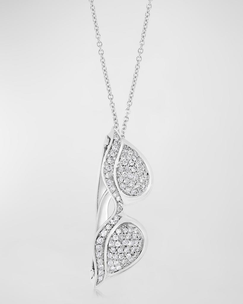 Andreoli 18K White Gold Diamond Cat Eye Glasses Necklace
