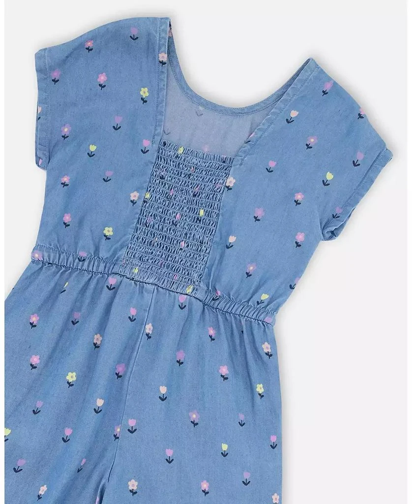 Deux par Deux Toddler Girls Chambray Jumpsuit Flower Print 4