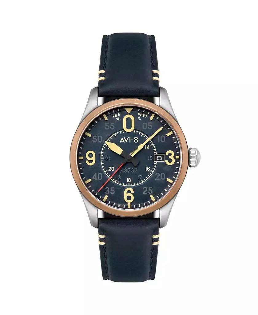 AVI-8 Men's Spitfire Smith Automatic Blue Leather Strap Watch 1