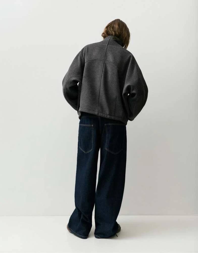 Pull&Bear Pull&Bear Short felt texture coat in grey 2