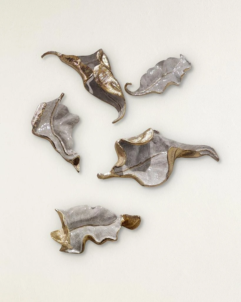 John Richard Iridescent Curling Leaves Wall Sculpture, Set of 5