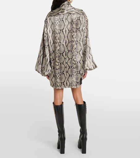 Balmain Snake-print tie-detail silk blouse 3