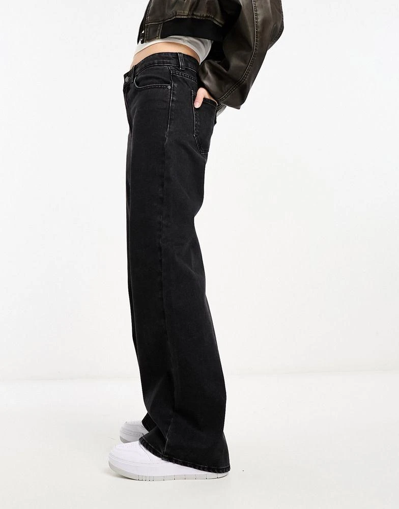 ONLY Only Maisie low waited baggy wide leg jeans in washed black 4