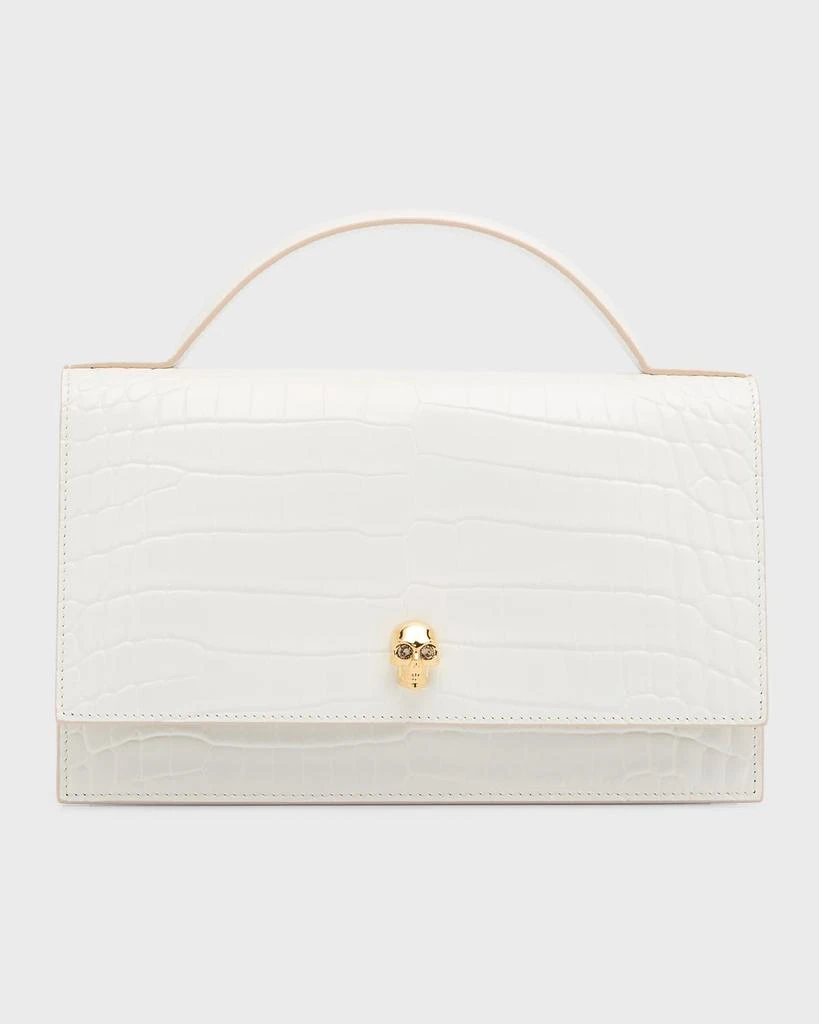 Alexander McQueen Medium Skull Croc-Embossed Top-Handle Bag 1