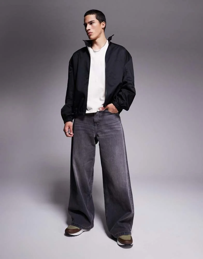 ASOS ASOS DESIGN oversized track jacket in black 3