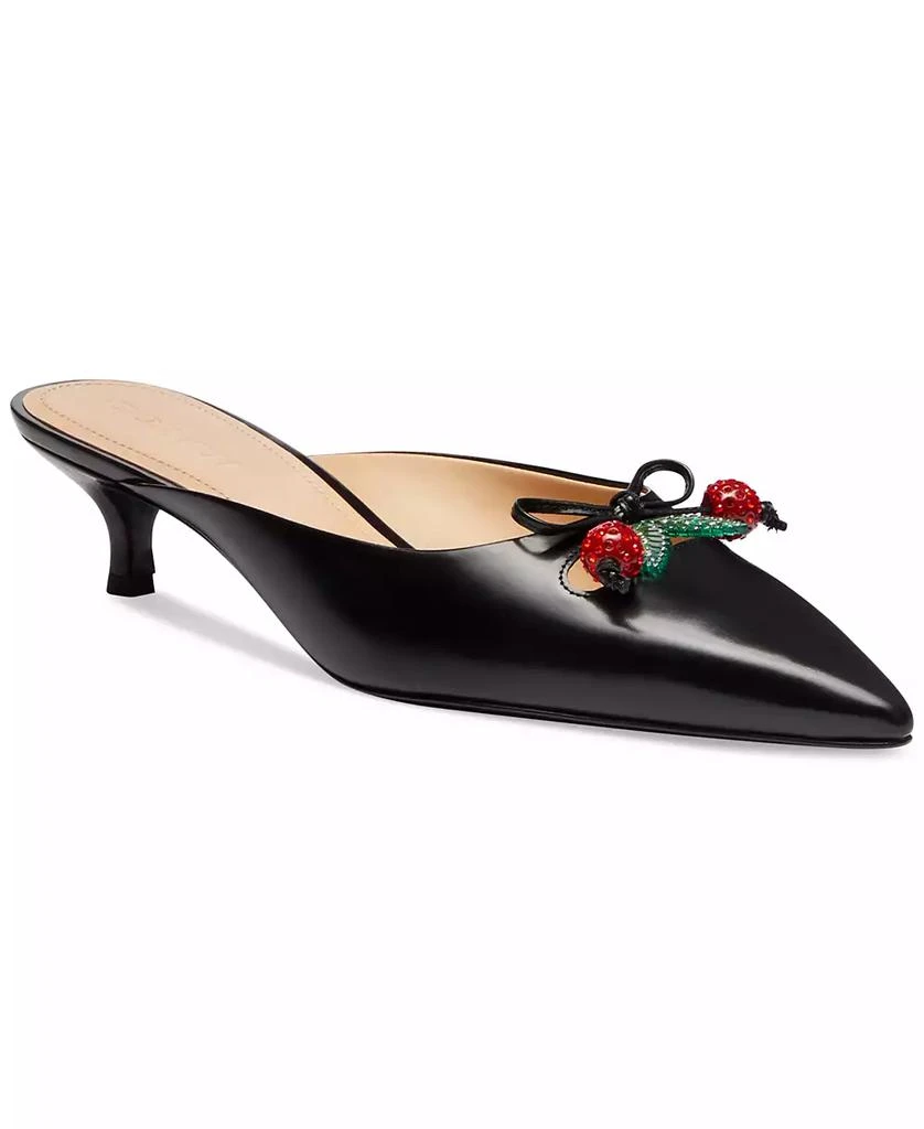 Coach Runway Embellished Bow-Trim Leather Kitten Heel Mules 1