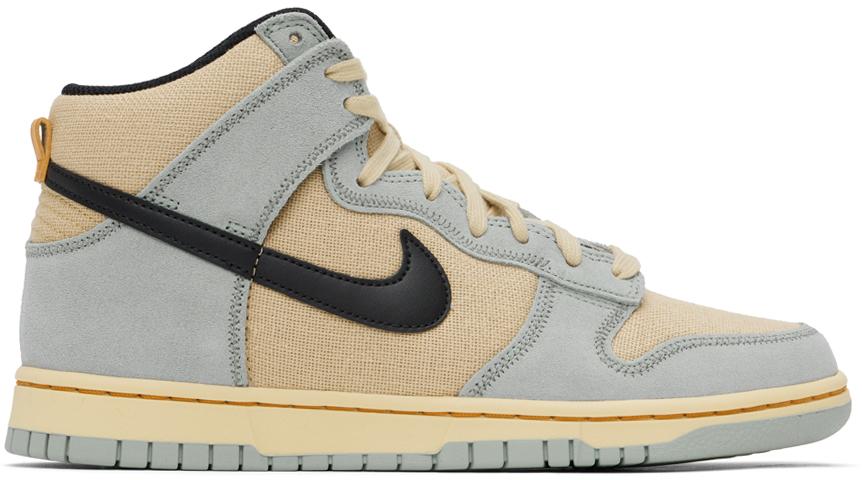 Nike Beige & Blue Dunk Hi Retro SE Sneakers