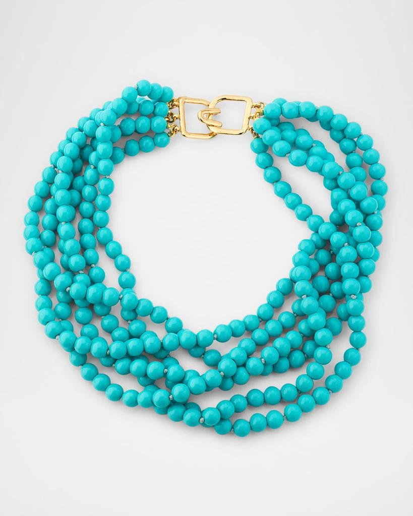 Kenneth Jay Lane Six Row Turquoise Bead Necklace 1