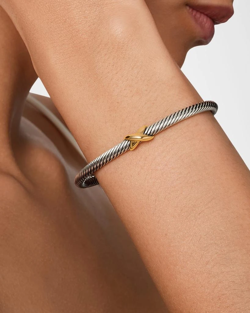 David Yurman Cable Station Bracelet in Silver with 18K Gold, 4mm 7