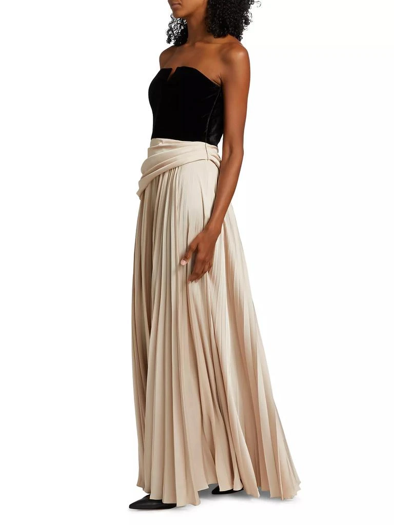 ET OCHS Tabitha Velvet &amp; Charmeuse Pleated Gown 4