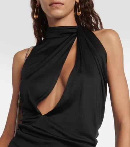 Versace Cutout turtleneck satin top 4