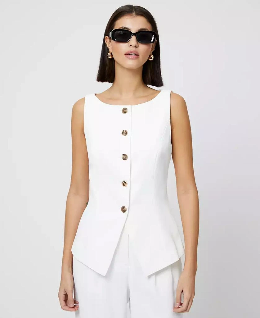 French Connection Women's Harrie Boat Neck Button-Front Vest 5