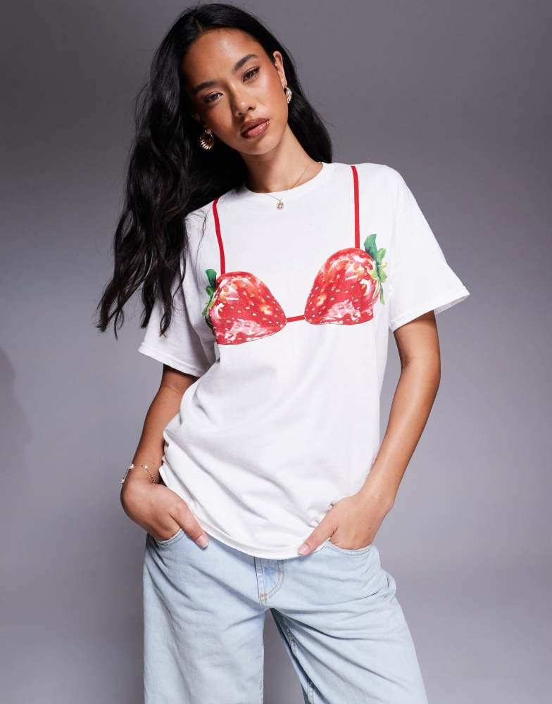 River Island River Island strawberry bikini t-shirt in white