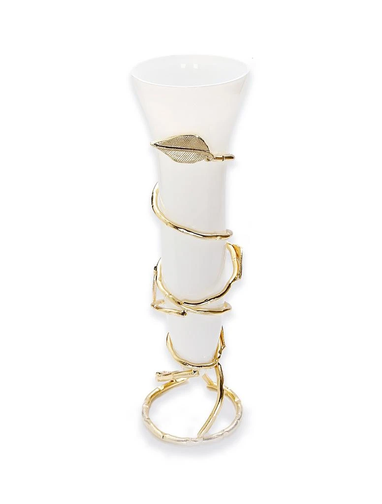 Classic Touch Decor Gold Leaf Vase with White Insert