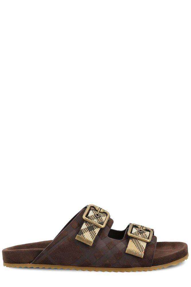 Burberry Burberry Double Buckle Checked Slides