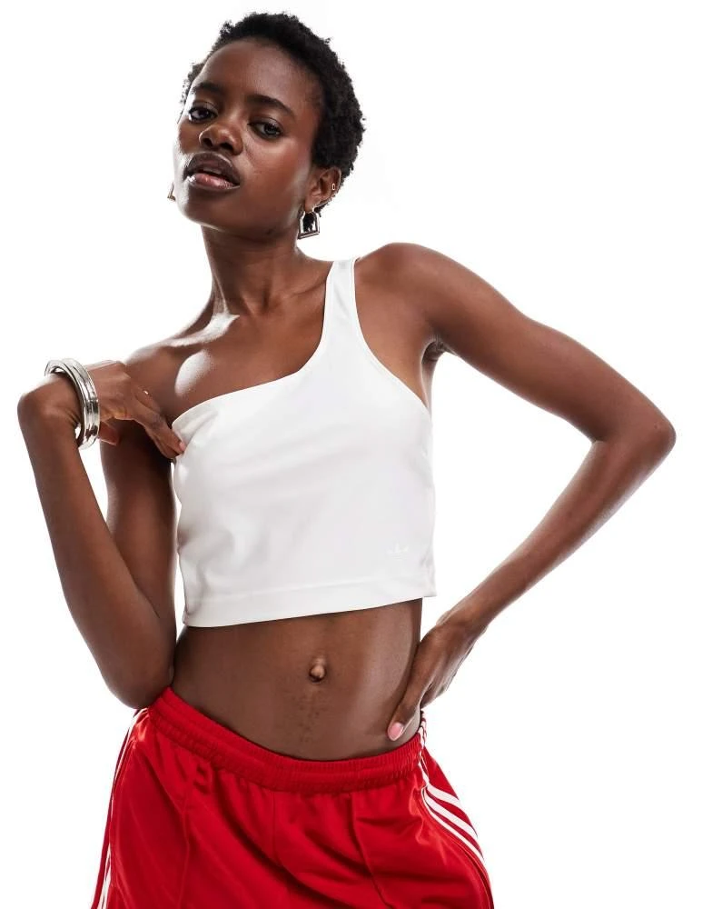 Adidas adidas Originals spandex asymmetric crop top in white 1