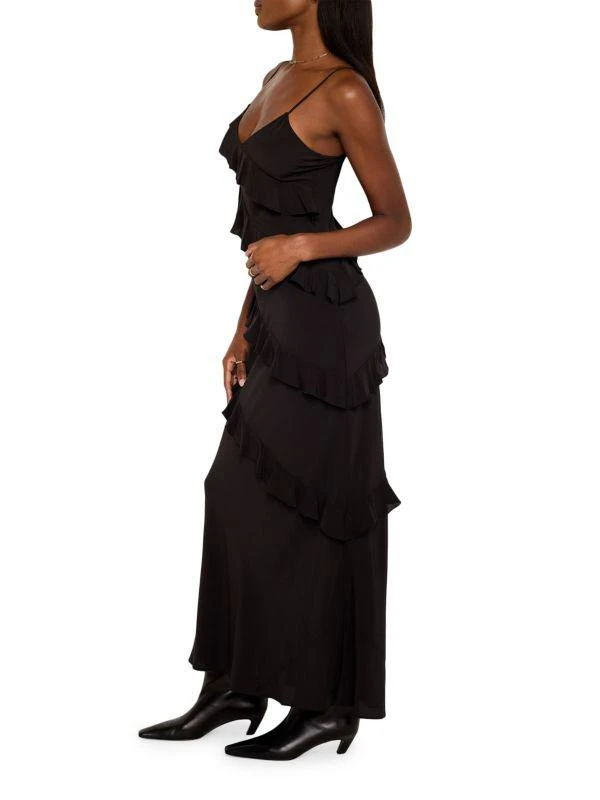 Good American Chiffon Bias-Cut Ruffle Dress 3
