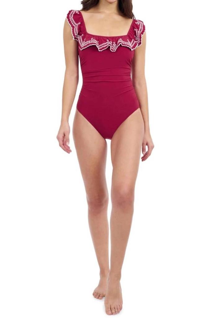 Gottex Lola Square Neck One-Piece Swimsuit In Brick