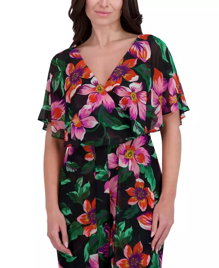 Kensie kenzie Women's Floral Chiffon Cape-Overlay Jumpsuit 2