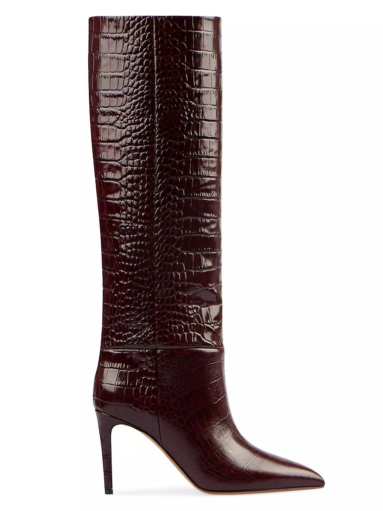 Paris Texas 85MM Snake-Embossed Leather Stiletto Boots 1