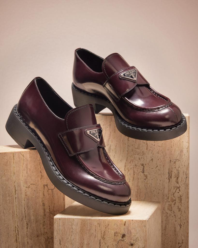 Prada Leather Triangle Logo Loafers