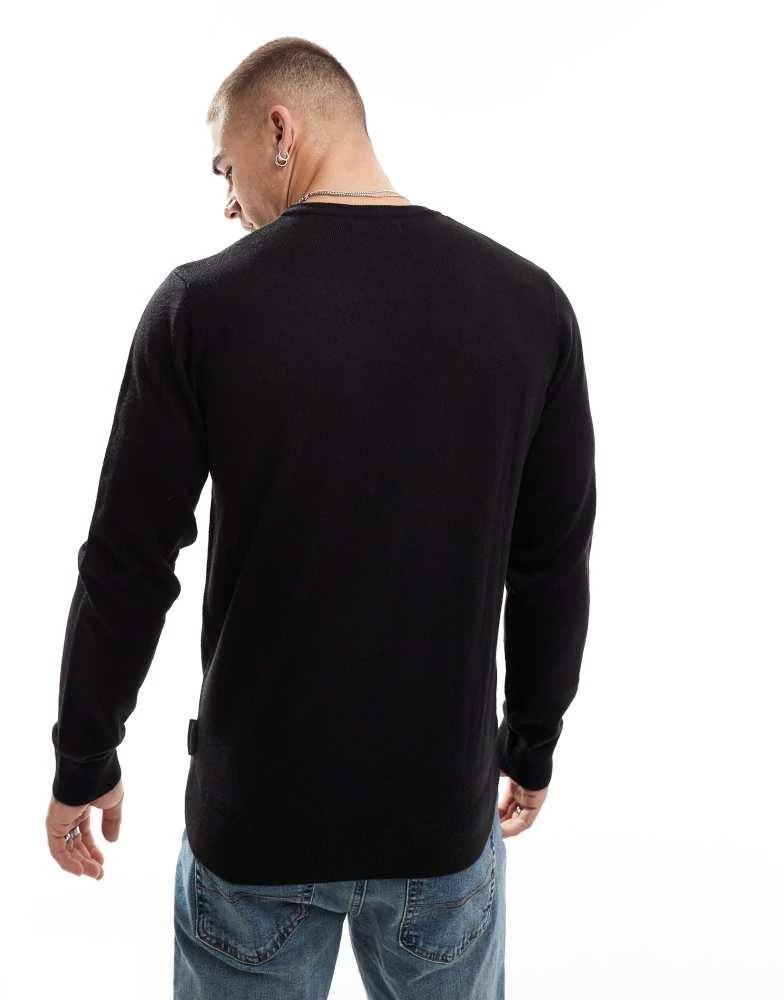 French Connection Mens French Connection soft touch crew neck jumper in black 3
