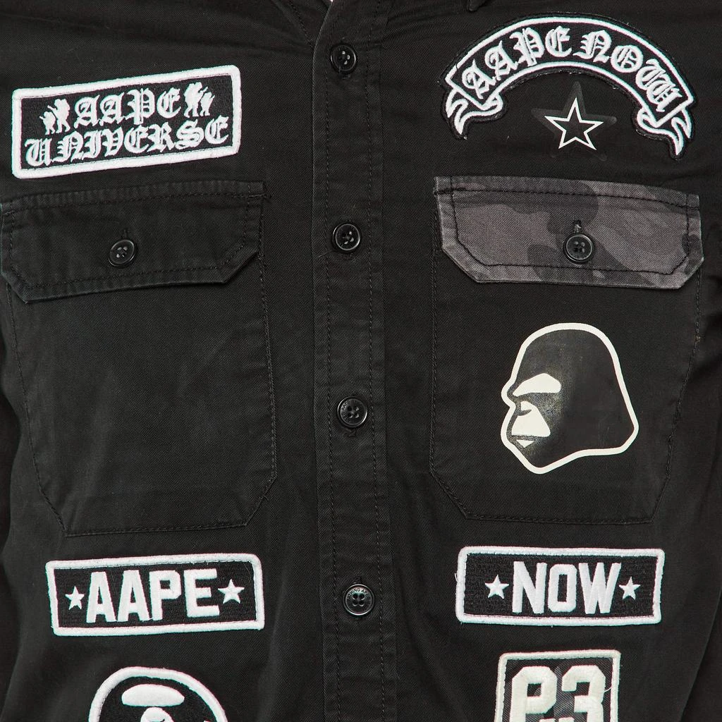 A Bathing Ape A Bathing Ape Black Cotton Applique Detail Shirt S 3