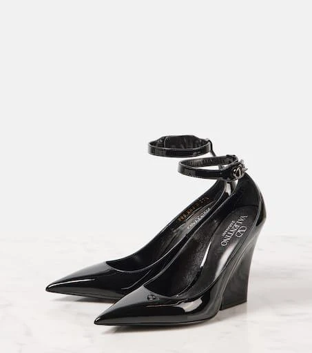 Valentino VLogo Lockette 105 patent leather wedges 4