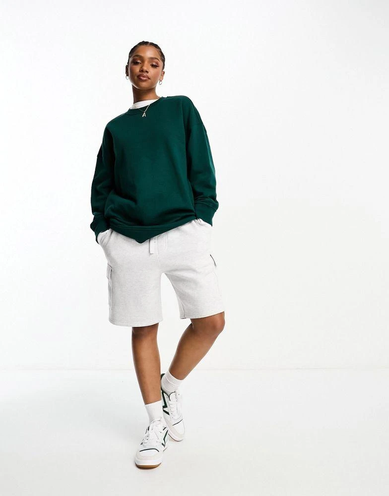 Monki Monki oversized sweatshirt in dark green 4