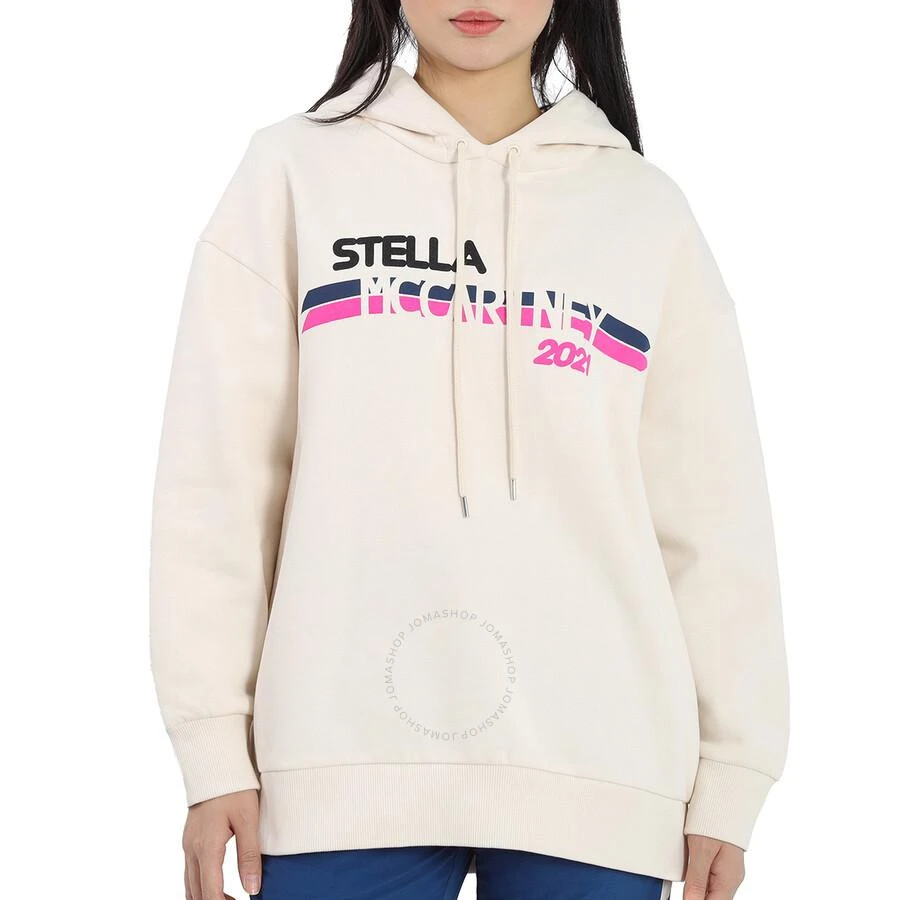 Stella Mccartney Stella Mccartney Ladies Cream Moto Logo-print Hoodie, Brand Size 40 (US Size 6) 1