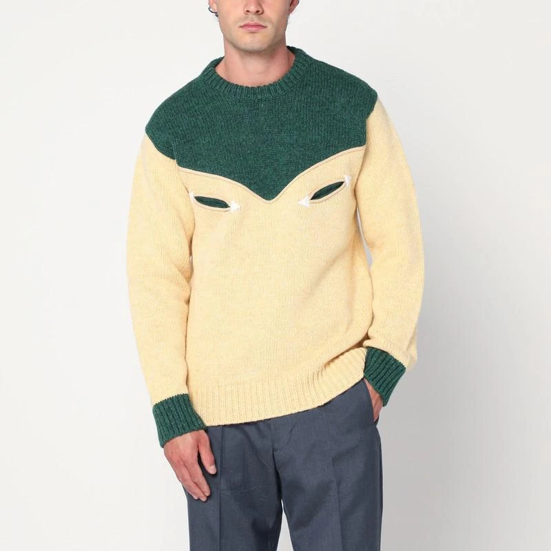 Prada Cream and emerald green wool sweater 1