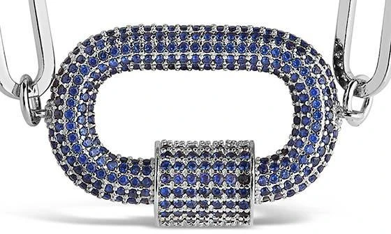 Sterling Forever Pavé CZ Carabiner Lock Pendant Necklace 4