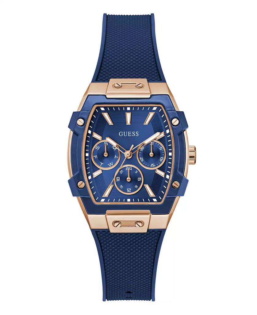 GUESS Women
s Blue Rose Gold Tone Multi-function Watch, 35mm