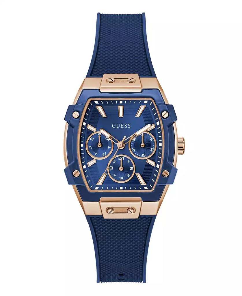 GUESS Women
s Blue Rose Gold Tone Multi-function Watch, 35mm 1