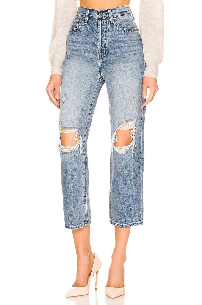 PISTOLA Cassie Super High Rise Straight Crop Jean In Blossom Distressed 1