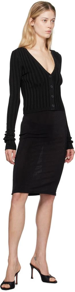 GUIZIO Black Slinky Rib Cardigan 4