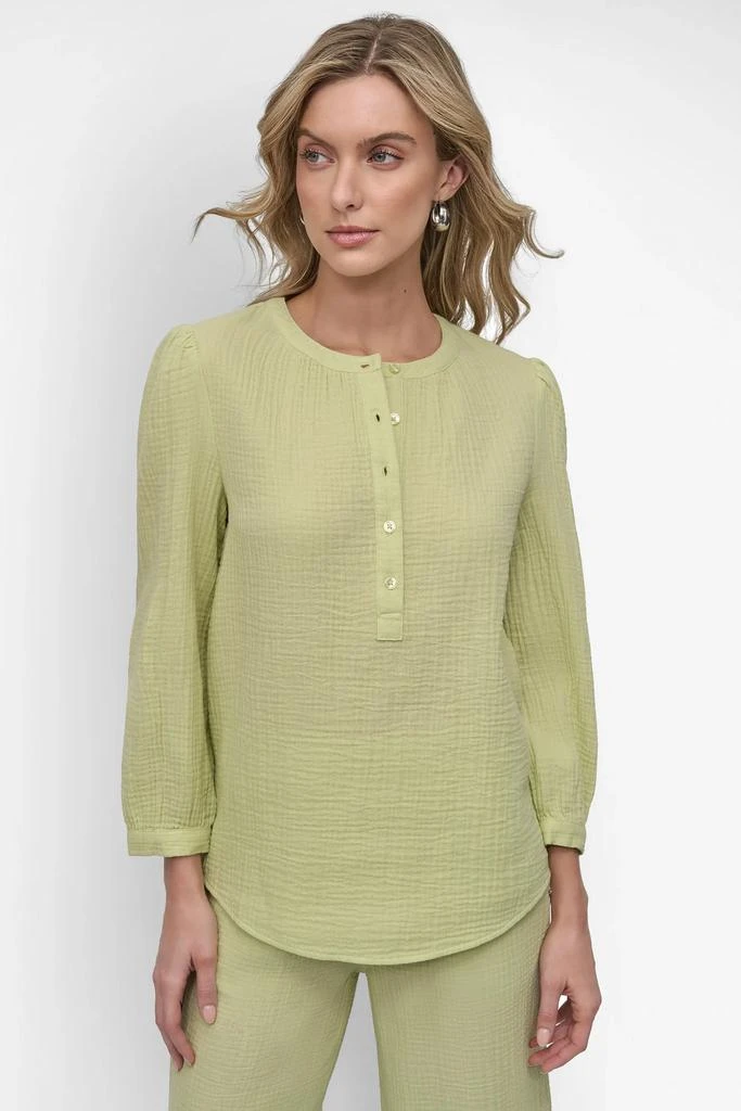 DKNY JEWEL NECKLINE HENLEY LONG SLEEVE 1