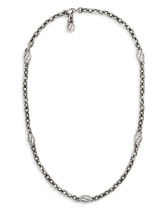 Gucci Sterling Silver Interlocking Chain Necklace, 23.6"