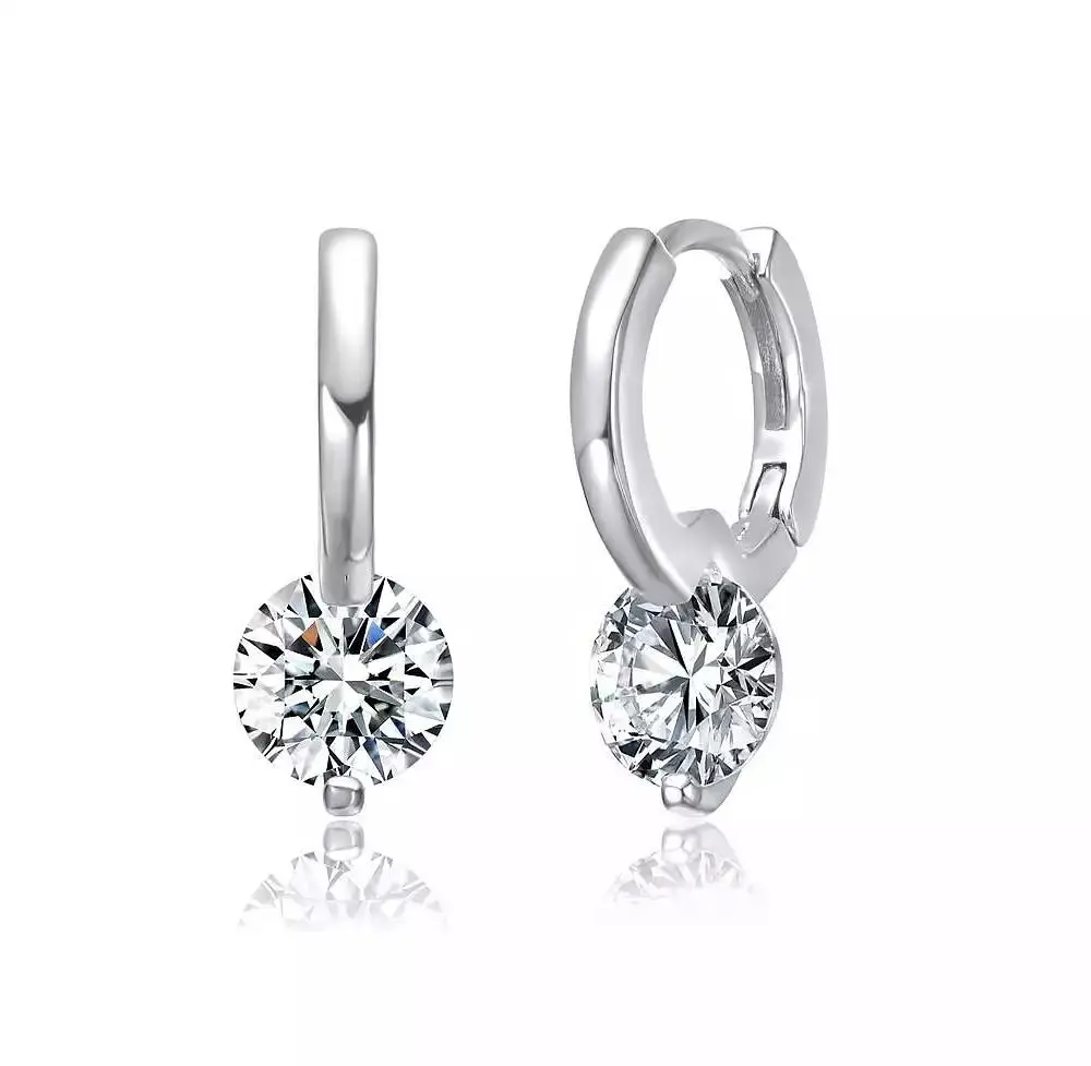 Rachel Glauber Radiant Gold Plated CZ Huggie Hoop Earrings