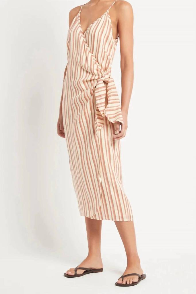 Faithfull The Brand Camaya Wrap Dress In Playa Rosa Stripe