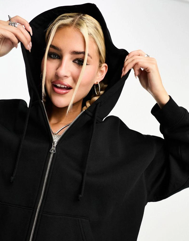 Weekday Weekday Essence zip hoodie in black 3