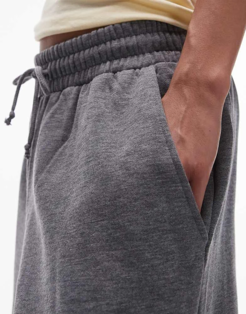 Topshop Topshop premium turn back wide leg jogger in grey marl 3